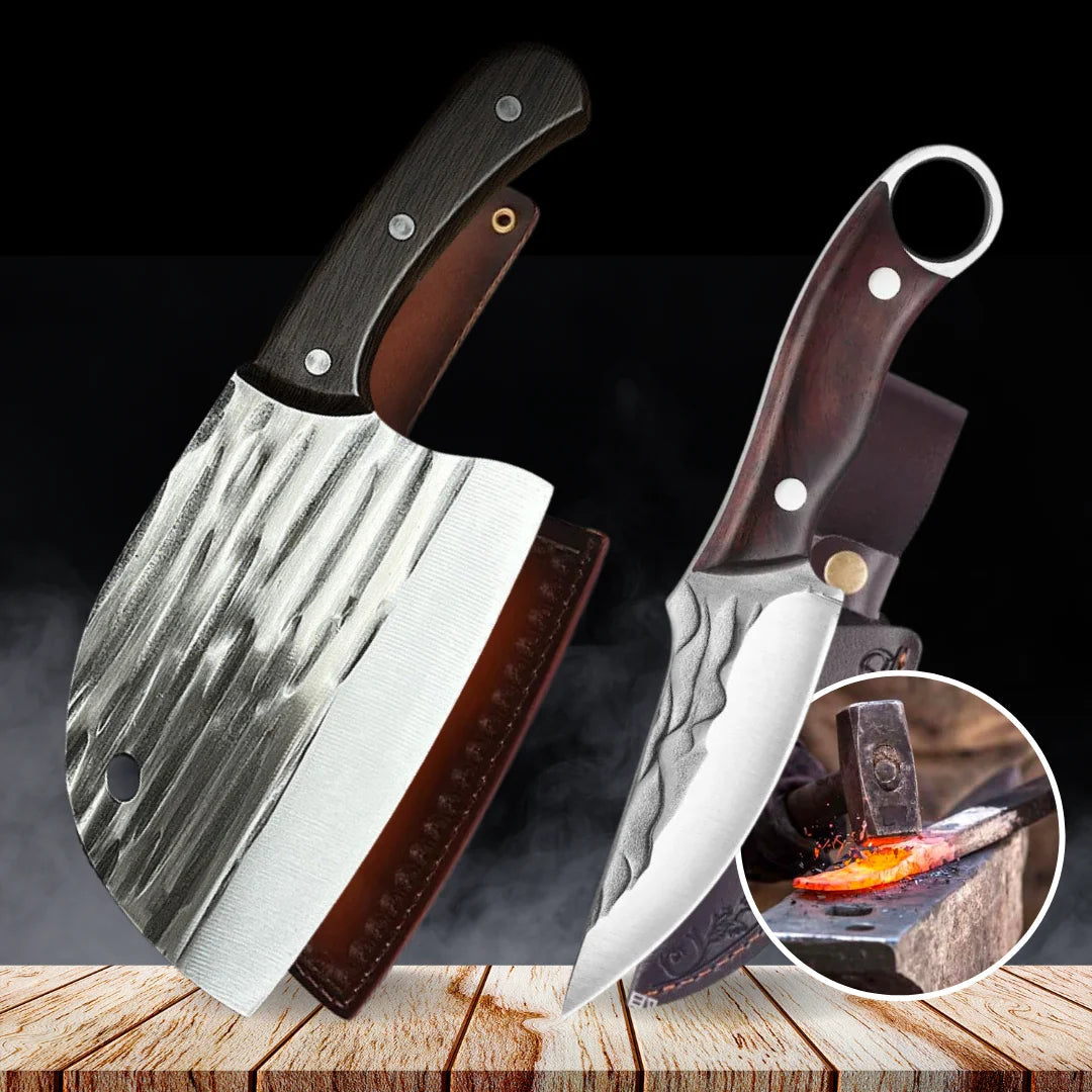 Professional Knife and Cleaver Combo + 2 Sheaths • Master Combo by ATENAS™