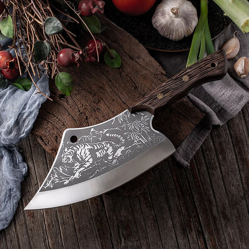 Professional Knife and Hand-Forged Cleaver Combo + 2 Sheaths • King Combo by ATENAS™